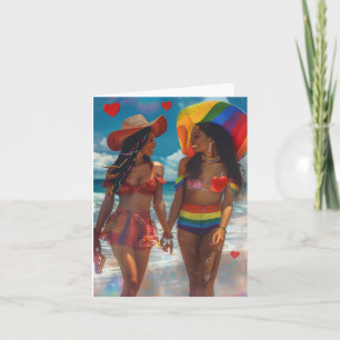 Two Girls Valentine's Love Digital Art Holiday Card