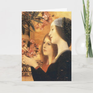 Two Girls with an Oleander by Gustav Klimt Card
