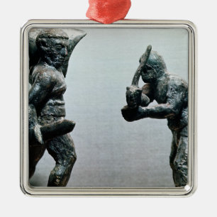 Two gladiators in combat metal ornament