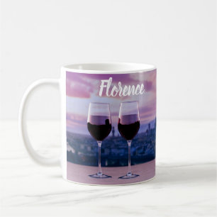 Two glasses of red wine on Florence skyline Coffee Mug