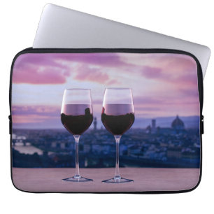 Two glasses of red wine on Florence skyline Laptop Sleeve