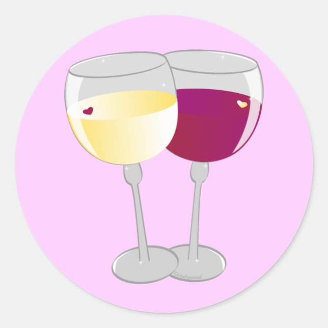 Two Glasses of Wine Classic Round Sticker (Front)