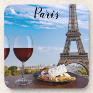 Two glasses of wine in cafe in Paris Coaster