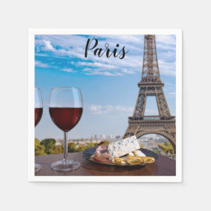 Two glasses of wine in cafe in Paris Napkin