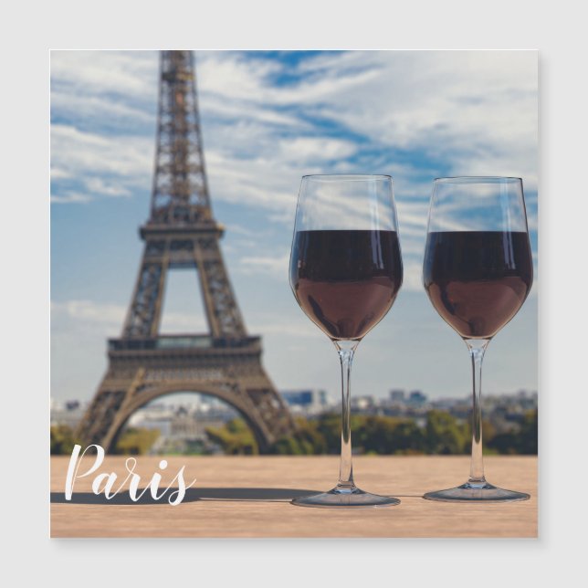 Two glasses of wine with Eiffel tower (Front)
