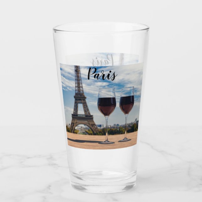 Two glasses of wine with Eiffel tower (Front)