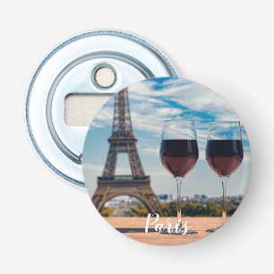 Two glasses of wine with Eiffel tower Bottle Opener
