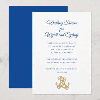 Two Gold Anchors Nautical Shower Invitation
