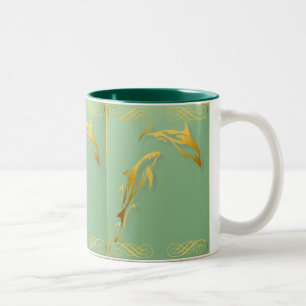 Two Gold Dolphins Mugs