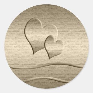 Two gold Hearts Classic Round Sticker