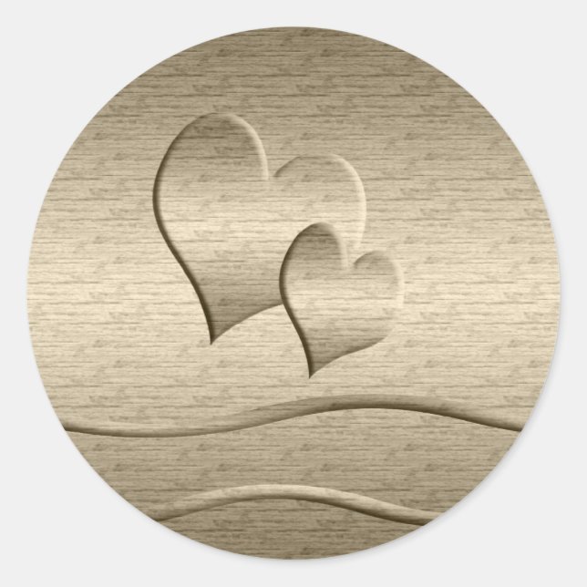 Two gold Hearts Classic Round Sticker (Front)