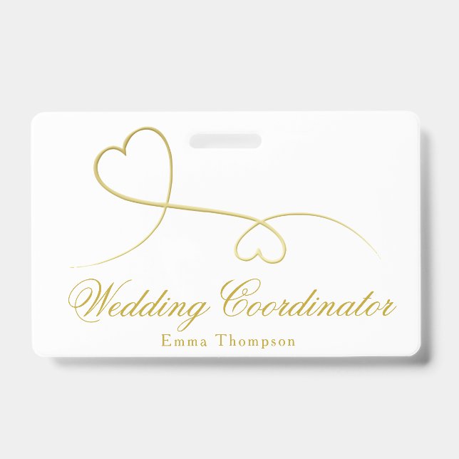 Two Gold Hearts | Wedding Planner / Coordinator ID Badge (Front)