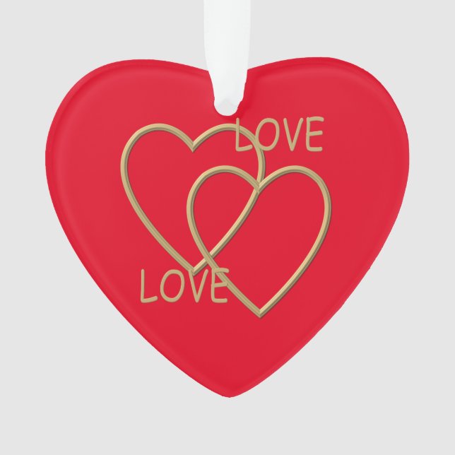 Two golden loving hearts pattern ornament (Front)