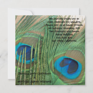 Two Golden Peacock Wedding Invitation