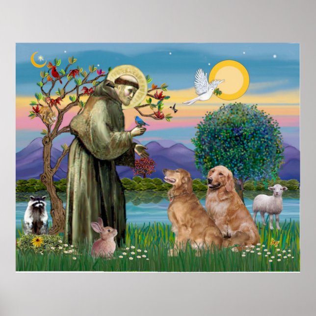 Two Golden Retrievers Poster (Front)