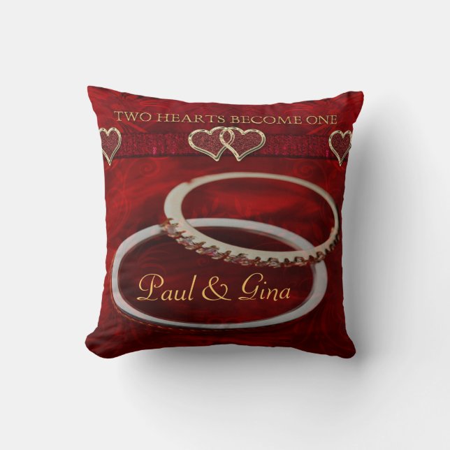 Two Golden Wedding Rings Cushion (Front)