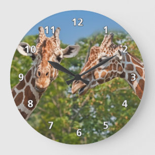 Two Gossiping Giraffes Large Clock