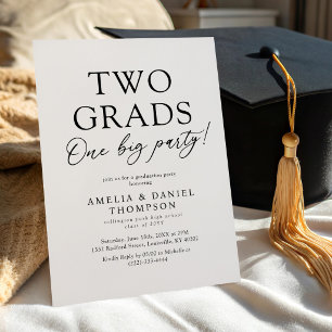 Two Grads One Big Party Graduation Invitation