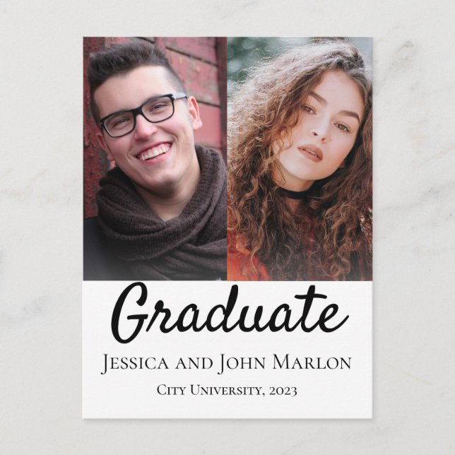 Two Graduates Double Graduation Party Invitations (Front)