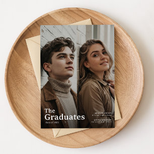 Two Graduates Photo Joint Graduation Thank You Postcard
