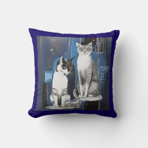 Two Gray Cats on an Abstract Background Cushion