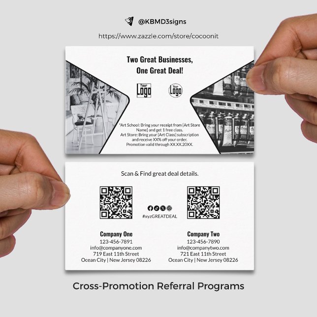 Two Great Businesses, One Co-Branded Black & White Referral Card (Two Great Businesses, One Co-Branded Black & White Referral Card, Cross Promotion)