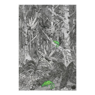Two green chameleons in the jungle poster