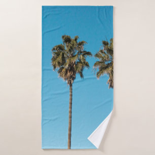 Two green coconut trees bath towel