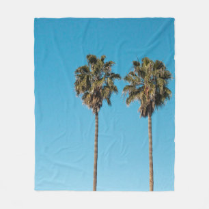 Two green coconut trees fleece blanket