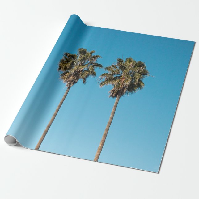 Two green coconut trees wrapping paper (Unrolled)