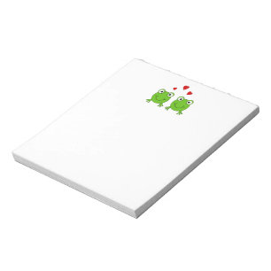 Two green frogs with red hearts. notepad