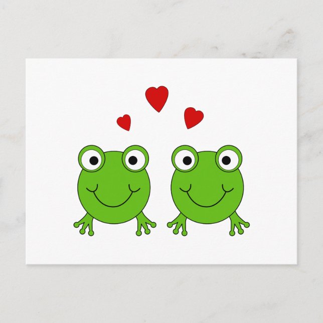 Two green frogs with red hearts. postcard (Front)