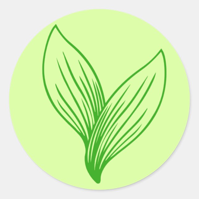 Two Green Leaves Intertwined  Classic Round Sticker (Front)