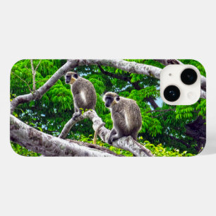 Two Green Monkeys Sitting In Tree Print Case