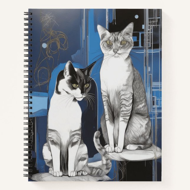 Two Grey Cats on an Abstract Background Journal  (Front)