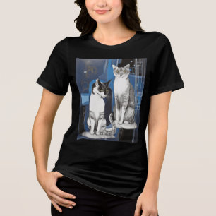 Two Grey Cats on an Abstract Background Tri-Blend Shirt