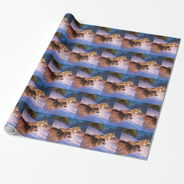 Two grey wolf in winter nature wrapping paper (Unrolled)