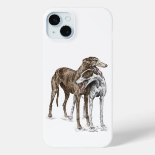 Two Greyhound Friends Dog Art iPhone 15 Mini Case
