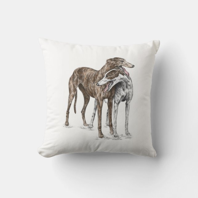 Two Greyhound Friends Dog Art Cushion (Front)