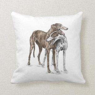 Two Greyhound Friends Dog Art Cushion