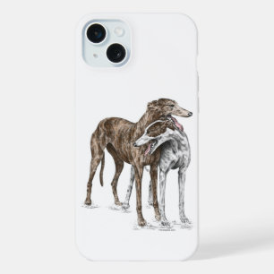Two Greyhound Friends Dog Art iPhone 15 Plus Case