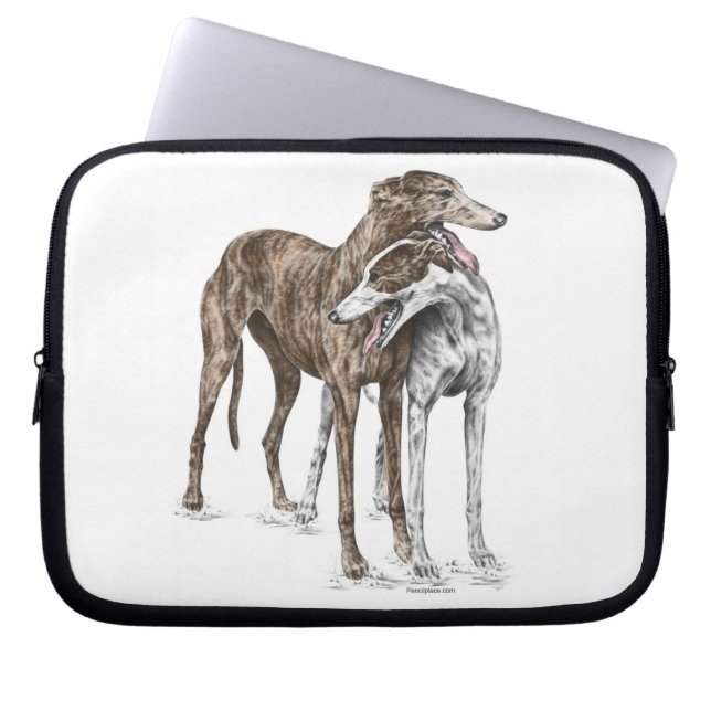 Two Greyhound Friends Dog Art Laptop Sleeve (Front)