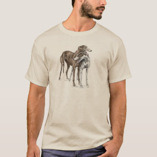 Two Greyhound Friends Dog Art T-Shirt