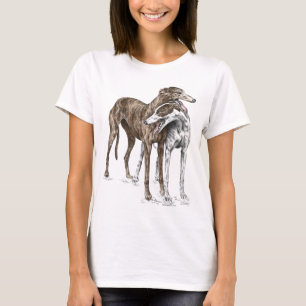 Two Greyhound Friends Dog Art T-Shirt