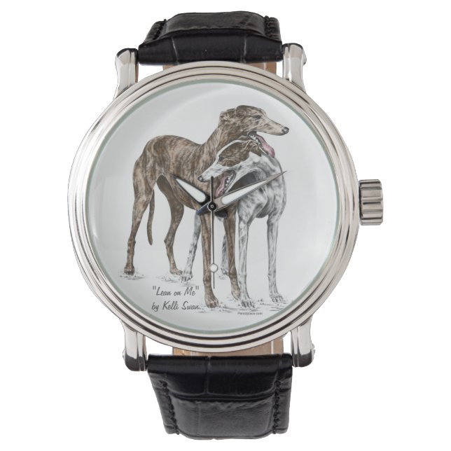 Two Greyhound Friends Dog Art Watch (Front)
