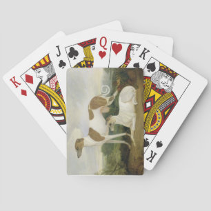 Two Greyhounds in a Landscape (oil on canvas) Playing Cards