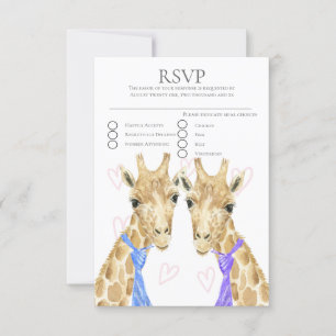 Two Groom Giraffe Gay Wedding RSVP Card