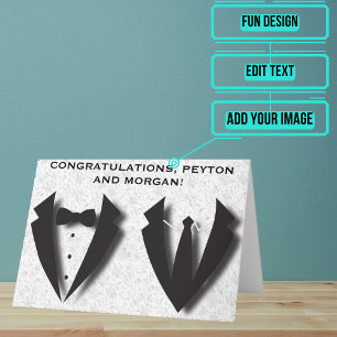 Two Grooms Abstract Wedding Day Congratulations  Card