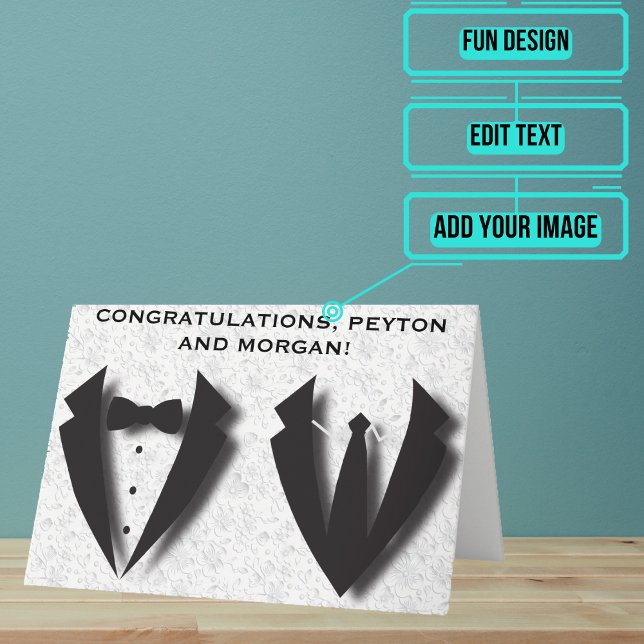 Two Grooms Abstract Wedding Day Congratulations  Card (Send your love and congratulations with a modern and unique twist.)