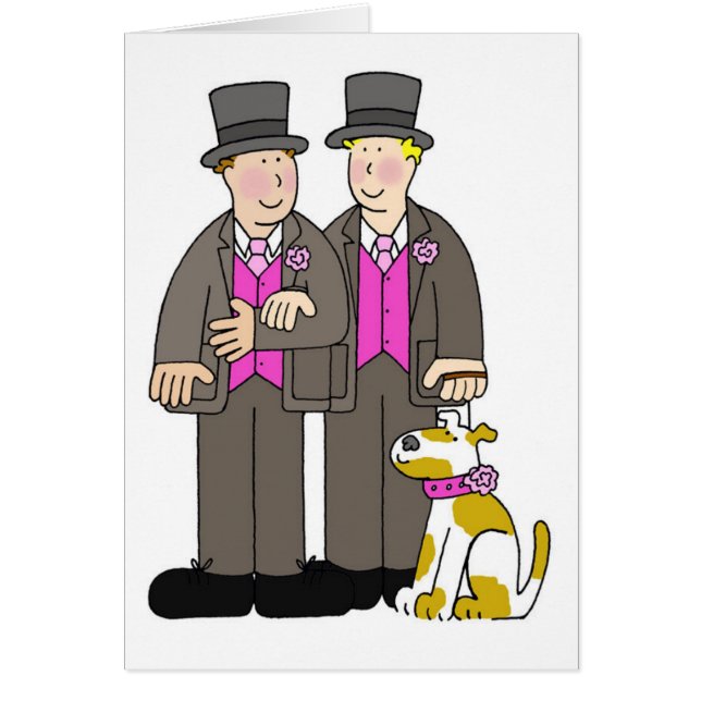 Two Grooms and their Dog Cartoon (Front)